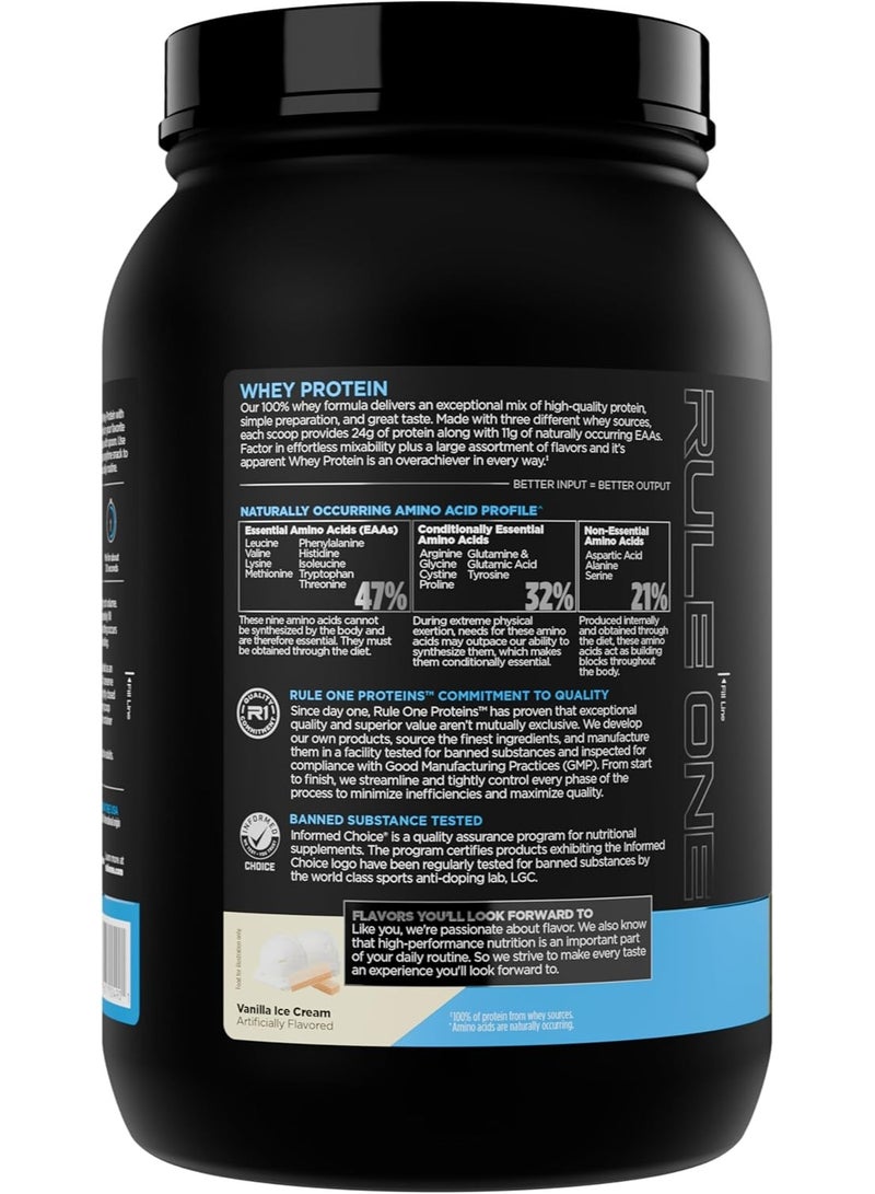 Rule1 Rule 1 R1 Whey Protein Isolate Powder, Vanilla, 1.9 lb, 24g Protein per Serving, Low Fat, Gluten-Free - Image 3